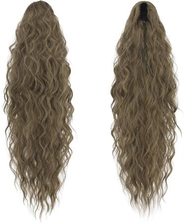 FESHFEN 26 inch Ash Brown Curly Wavy Drawstring Ponytail Extension - Clip in Synthetic Hairpiece for Women - Buy Online on GoSupps.com