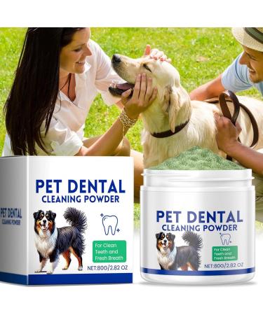 Muflydo Green Powder for Dogs Teeth - 80g Teeth Cleaning Stain Remover Safe Dog Breath Freshener Plaqueoff Powder with Scoop for Small Medium Large Dogs - Buy Online on GoSupps.com
