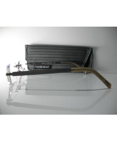 Buy Foster Grant Blake Gunmetal Gray Rimless Men's Reading Glasses +3.00 | Free Hard Case & Microfiber Cloth - International Shipping Available - Buy Online on GoSupps.com