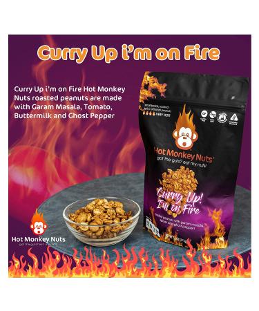 Curry Up! Hot Monkey Nuts: Roasted Peanuts with Garam Masala, Tomato, Buttermilk and Ghost Pepper - Non-GMO, Gluten Free, Spicy Individual Packs - Buy Online on GoSupps.com
