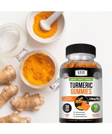 Kaya Naturals Turmeric Supplements Gummies - Pure Nature Turmeric Curcumin -Turmeric Ginger Gummies - 30 Count Gummy - Turmeric with Black Pepper Extract 30 Count (Pack of 1) - Buy Online on GoSupps.com