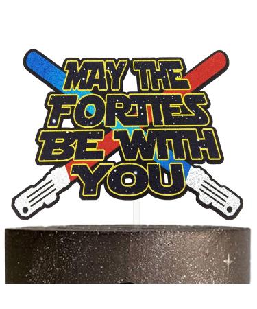 Festus Lightsaber 40th Birthday Cake Topper May the Forties Be with You Cake Decor Force 40th Forty Birthday Anniversary Supplies Galaxy War Theme Birthday Cake Topper for Space Wars Movie Fans
