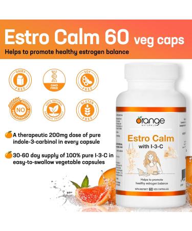 Orange Naturals - Estrogen Calm with Indole-3-Carbinol - 200mg 60 v-Caps - Womens Hormone Balance Supplement - Female Estrogen Supplements for Women - Estrogen Metabolism Supplement - I3C Supplement - Buy Online on GoSupps.com