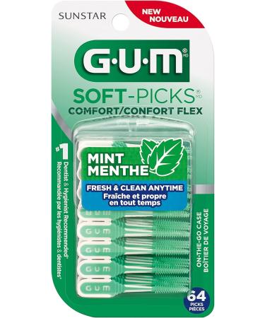 GUM Soft-Picks Comfort Flex Mint Flavoured Travel Case 64 picks Mint 64 Count (Pack of 1) - Buy Online on GoSupps.com