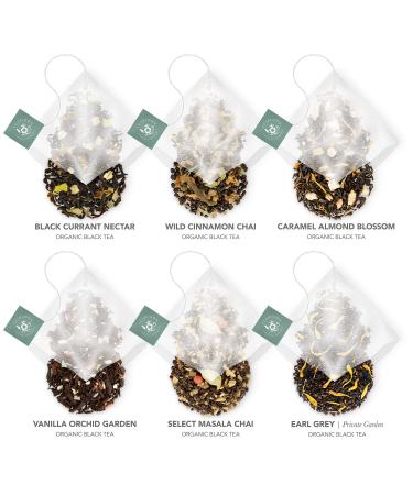 Teabloom Organic Black Forest Pyramid Tea Box - 12 Assorted Black Tea Blends | USDA Certified Organic Sachets - Buy Online on GoSupps.com
