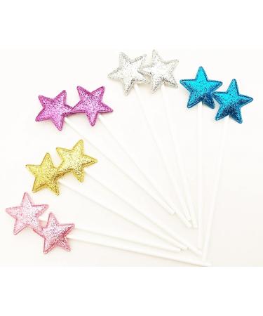 AILEXI Handmade 10 Matt Glitter Cake Toppers - Multicolored Star Decorations for Cakes Cupcakes & Ice Cream - Buy Online on GoSupps.com
