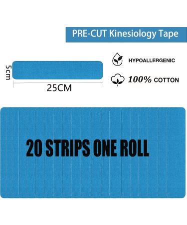 Kinesiology Tape Precut (3 Rolls) for Muscle Support and Recovery - Waterproof Adhesive Sports Tape for Ankle, Knee, Shoulder - 60 Strips (Mix Color) - Buy Online on GoSupps.com