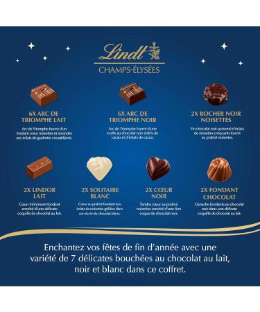 Lindt - Box CHAMPS- LYS ES Assorted Arc Edition - Assorted Milk Chocolates Black and White - Pralines Crispy and Smooth - Ideal for Christmas 231g - Buy Online on GoSupps.com
