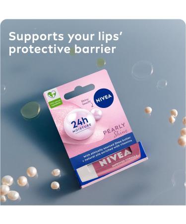 NIVEA Pearly Shine Lip Balm (4.8g) - 24h Moisture & Glamorous Shine with Shea Butter, Natural Oils & Vitamins - Nourishing Lip Care - Buy Online on GoSupps.com
