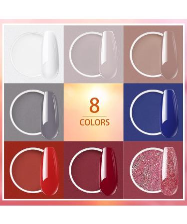Wakaniya Dip Powder Nail Kit - 8 Colors Red Grey Dipping Set with Base, Top Coat, Activator, Brush - French Nails Art Manicure Kit for Women - Buy Online on GoSupps.com