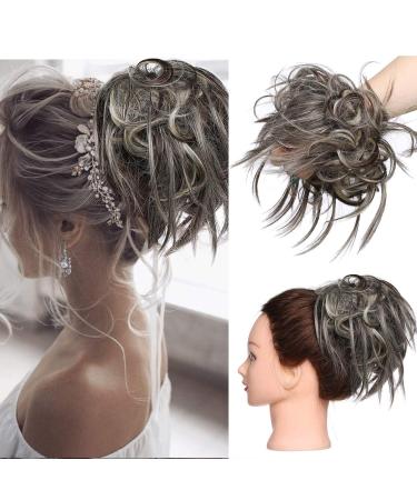 SEGO Hair Part Hair tie curly hair extension updo hair knot hair band naturally wavy 45g dark brown & blonde #6AH613