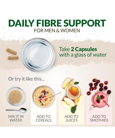 Psyllium Husk Fibre Supplement 1400mg - 240 Vegan Capsules - Prebiotic Fiber - 4 Month Supply - Nu U Nutrition - Buy Online on GoSupps.com