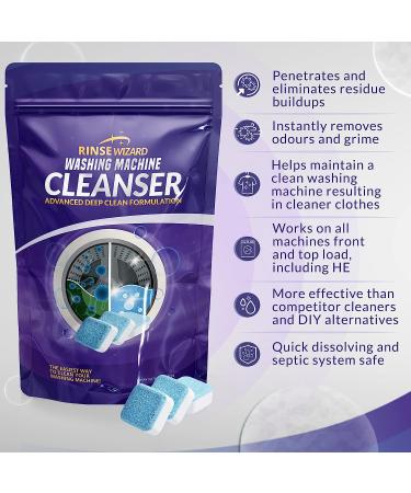 Rinsewizard Washing Machine Cleaner: Deep Cleaning Tablet for Top & Front Loaders, HE Machines - Septic Tank Safe (6 Tablets) - Buy Online on GoSupps.com