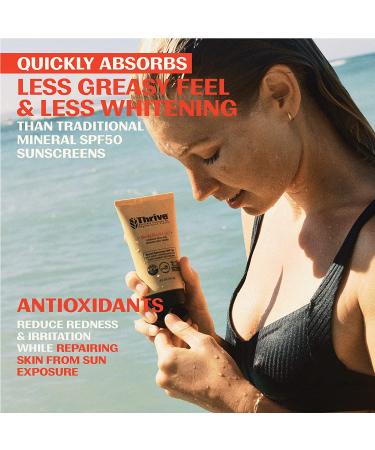 Thrive Natural Body Mineral Sunscreen SPF 50 - Reef Safe, Vegan, Water Resistant, 5.8 oz - Buy Online on GoSupps.com
