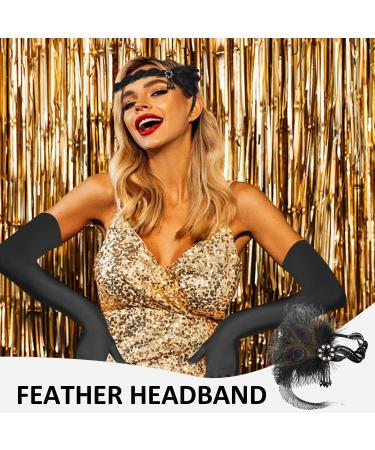 1 Headband 1 Pair of Gloves Women's Headwear Feather Headbands Women's Headbands Modern Headbands 1920s Feather Headbands 1920s Women's Accessories Women's Hair Accessories Headbands - Buy Online on GoSupps.com