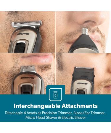Geepas 11-in-1 Rechargeable Multi Grooming Kit Ultimate Grooming Trimmer Set for Beard & Hair Clipper - Nose/Ear Trimmer Shaver Precision Trimmer 4 Combs and Hair Clipper - 2 Years Warranty - Buy Online on GoSupps.com