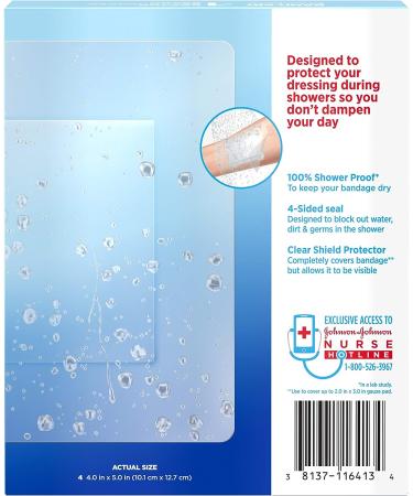 Band-Aid Brand First Aid Water Block Shower Care Clear Bandage Protector - Medium 4 ct - Buy Online on GoSupps.com