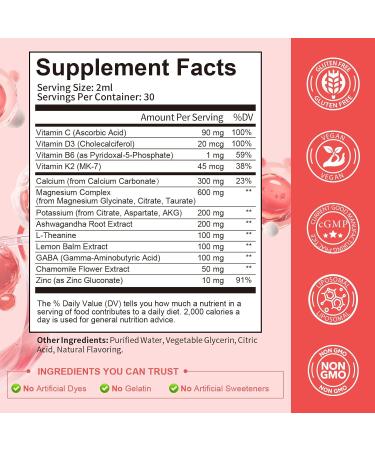 (2 Packs) Liposomal Potassium Magnesium with D3 K2 600mg Magnesium 300mg Calcium with Ashwagandha GABA Zinc Vitamin D3 K2 C Support Leg Cramps & Calm Non-GMO Vegan 2 Fl Oz (Pack of 2) - Buy Online on GoSupps.com