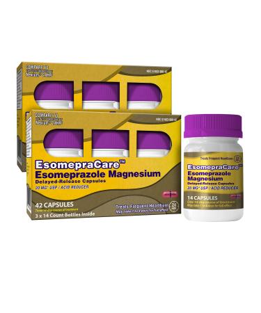 EsomepraCare Esomeprazole Magnesium 20 mg Delayed-Release Capsules, Acid Reducer for Frequent Heartburn Relief, 84ct