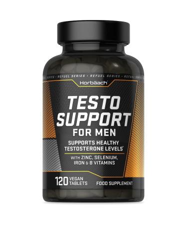 Male Hormone Tablets | 120 Count | Testosterone Supplement for Men | with Zinc Selenium Iron & B Vitamins | by Horbaach