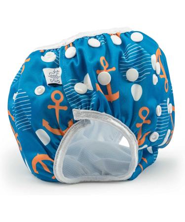 Large Nageuret Reusable Swim Diaper - Adjustable & Stylish - Sizes 4-7 (20-55lbs) - Ultra Premium Quality for Eco-Friendly Swimmers - Anchors Design - Buy Online on GoSupps.com