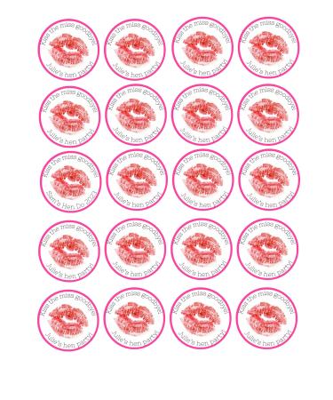 edible 20 x HEN PARTY Personalised cupcake toppers UNCUT - KISS THE MISS GOODBYE (icing paper)