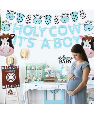 Cow Baby Shower Decorations for Boy Holy Cow It's a Boy Baby Shower Decorations Blue Cow Garland Welcome Baby Cake Toppers for Cow Theme Baby Shower Decor - Buy Online on GoSupps.com