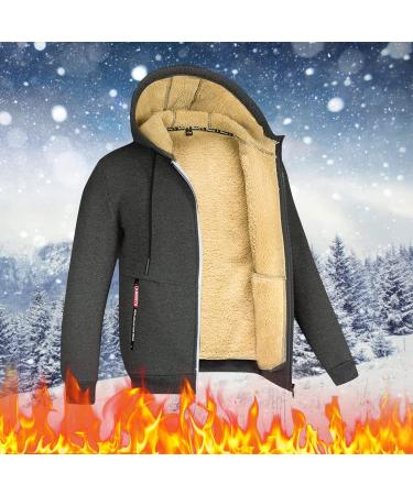 Hanxiulin Men's Fleece Jacket | Warm Plush Hooded Sweater | Windproof Winter Coat - Buy Online on GoSupps.com