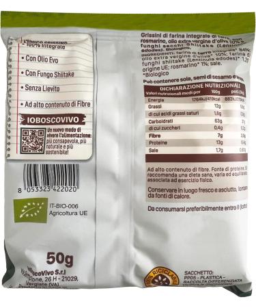  IOBOSCOVIVO IoBoscovivo Whole Grain Spelt Breadsticks with Shiitake Mushroom and Rosemary Organic 50g - Buy Online on GoSupps.com