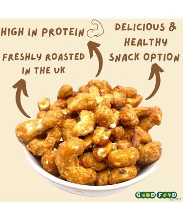 GoodFoodDelivered Honey Roasted Cashew Nuts - Freshly Roasted - 500g Bag Roasted 500g - Buy Online on GoSupps.com