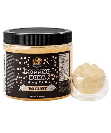 Popping Boba Pearls | 1LB (454g) | Bursting Tea Balls for Drinks Desserts Smoothies and Snack Toppings | Bubble Tea Tapioca Pearls Mix Kit (Yoghurt)