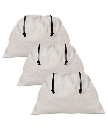 Dust Bags for Handbags - 3 Pack Flannel Duster Bags, Large Cotton Fabric Storage Pouches with Drawstring Closure for Shoes, Purses, Travel, Packing, Luggage Organizer, Home Storage, Dust Proof Covers - 19.8x15