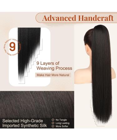 Flufymooz 66 cm Ponytail Extension - Curly & Straight Synthetic Hair for Women (Black Brown) - Horse-Tailed Style - Buy Online on GoSupps.com