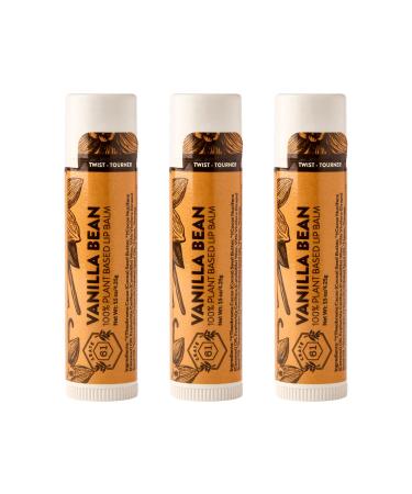 Crate 61 Lip Balm - Vanilla Bean Plastic-Free Plant Pod Tube Made with USDA Organic Ingredients & Fair Trade Vanilla Natural Moisturizing Lip Care for Dry Lips Safe for Men Women & Kids Vanilla Bean 1 Count (Pack