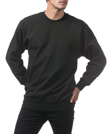 Pro Club Men's Heavyweight 13oz Crew Neck Fleece Pullover Sweatshirt - Black Medium - Buy Online on GoSupps.com