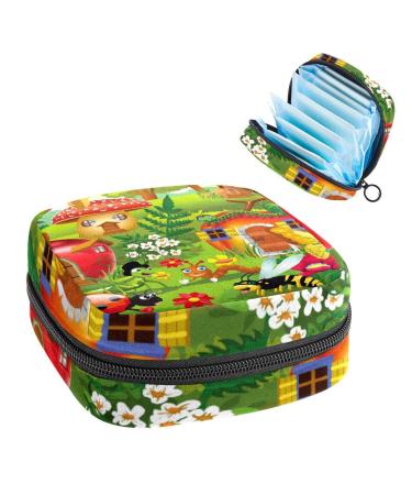 Women's bonds Storage Pockets Still Pad Cartoon Insect Mushroom caterpillar butterfly portable period kit bag feminine product bag for women girls color2