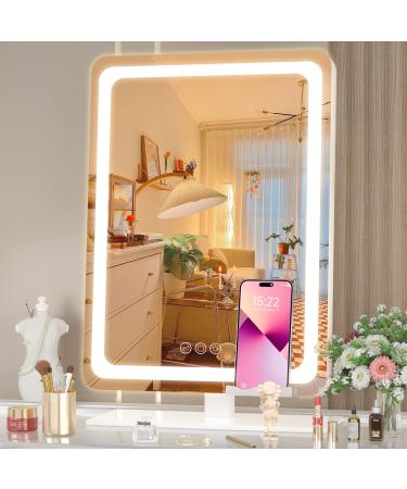 Hasipu Vanity Mirror  16 12 LED Lighted Makeup Mirror with Lights  Smart Touch Control Dimmable 3 Modes Light 360 Rotation Round White