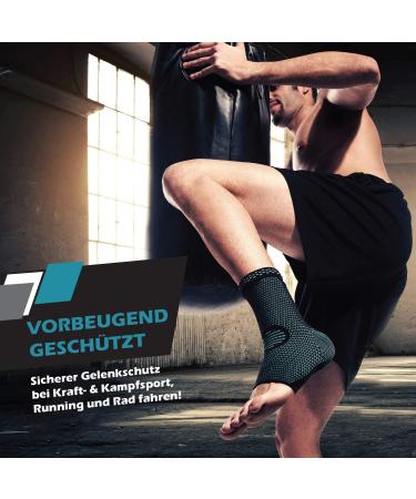 Vigo Sports Ankle Bandage Set - 2 Compression Supports for Joint Pain & Heel Spur Relief | Ergonomic Blue XL | 7 Zones for Optimal Stability - Buy Online on GoSupps.com