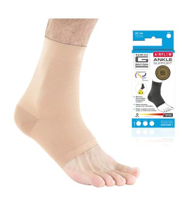 Neo-G Airflow Ankle Compression Sleeve - Sports  Daily Wear - Compression Ankle Brace  Tendonitis Support  Compression Ankle Support for Weak Ankles and Joint Pain - Airflow - M   Beige Medium: 19 - 23 cm Beige