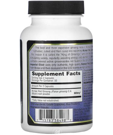 Imperial Elixir Korean Red Ginseng - 300 mg Each - 100 Capsules - Buy Online on GoSupps.com