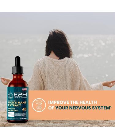 E2H Lions Mane 2 Fl Oz - Mental Clarity, Memory & Focus Support - Immune Boosting Lion's Mane Supplement - Non-GMO, Vegan - Buy Online on GoSupps.com