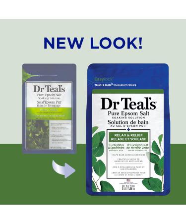 Dr Teal s Salt Soak with Pure Epsom Salt Relax & Relief with Eucalyptus & Spearmint 3 lbs (Packaging May Vary) - Buy Online on GoSupps.com