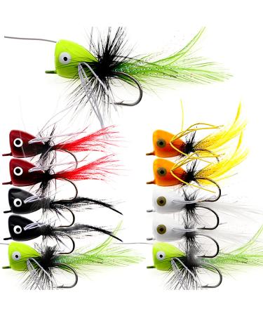 Ghanneey Fly Fishing Poppers Dry Flies Lures Fly Fishing Tying Tools for Fishing Flies Making Accessories Bass Trout Panfish Bluegill Salmon A:Fly Fishing Poppers 10pcs