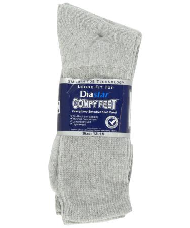 Diastar Comfy Feet Diabetic Socks Grey 13-15 3 pack