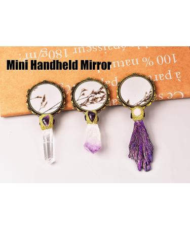 AMOYSTONE Purple Handheld Mini Makeup Mirror with Plated Tourmaline Handle - Decorative Gift for Mom - Buy Online on GoSupps.com