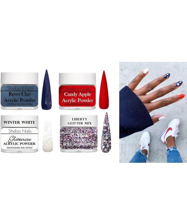 SHEBA NAILS Glitter Dip Powder Patriotic Nail Art Variety Kit - 4 x 1/4 oz Jars - Buy Online on GoSupps.com