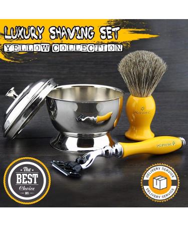 Super Roof Hair Shaving Brush | Yellow Ceramic Handpiece | Luxurious & Comfortable Shaving | New Collection by Jagshaving - Buy Online on GoSupps.com