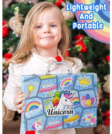 Unicorn Art Case Set for Girls - Painting Drawing Coloring Kit with Washable Markers, Pens, and Crayons - Ideal Gift for Kids - Blue - Buy Online on GoSupps.com