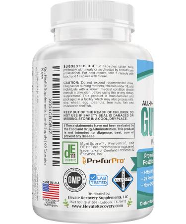 Gut Health Support Supplement (25-in-1) with Prebiotics Probiotics Postbiotics & Digestive Enzymes | Gut Supplements | 60 Capsules - Buy Online on GoSupps.com