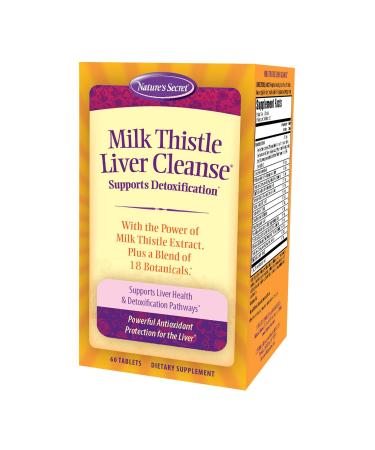 Nature's Secret Milk Thistle Liver Cleanse Supports Healthy Liver Function & Detoxification - 18 Botanical Blend Turmeric  Dandelion  Beet  Artichoke & More - Natural Powerful Antioxidant - 60 Tablets